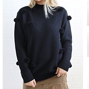 Black Pom Pom Sweater